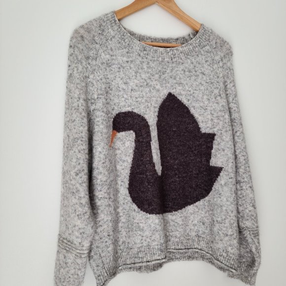 Anthropologie Folk By Hansel From Basel Swan Wood Blend Sweater Small - Picture 4 of 9
